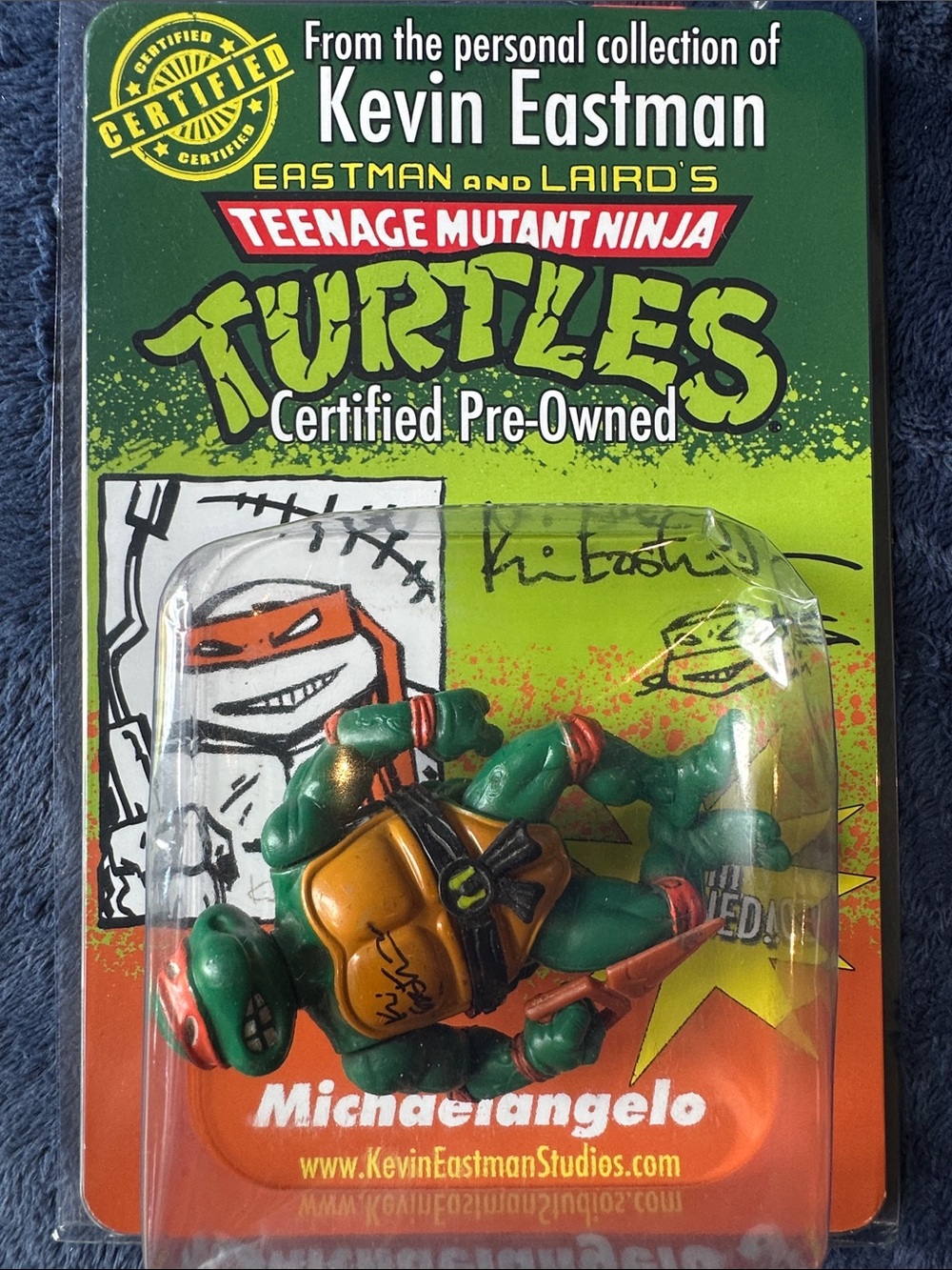 Teenage Mutant Ninja Turtles Michelangelo Action Figure Signed Kevin Eastman
